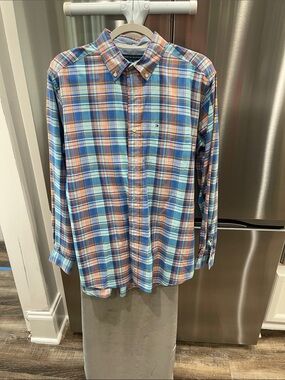 Tommy Hilfiger Blue & Orange Plaid Button-Down Shirt